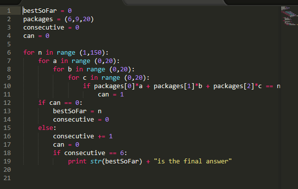 Day 10 – MIT 6.00 Assignment 2 Diophantine Equations Solution