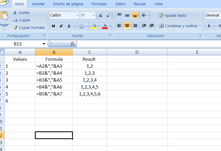 Values to string separated by comma